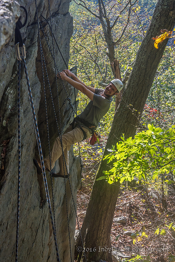 Photo climbing session at Raven Rock Hollow, October 16, 2016. IndyVision Photography 2016.